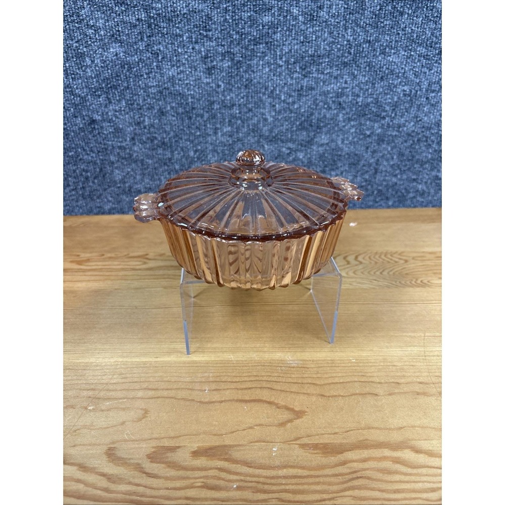 Fortune Pink Depression Glass Candy Dish, With Lid by‎ Anchor Hocking No Chips